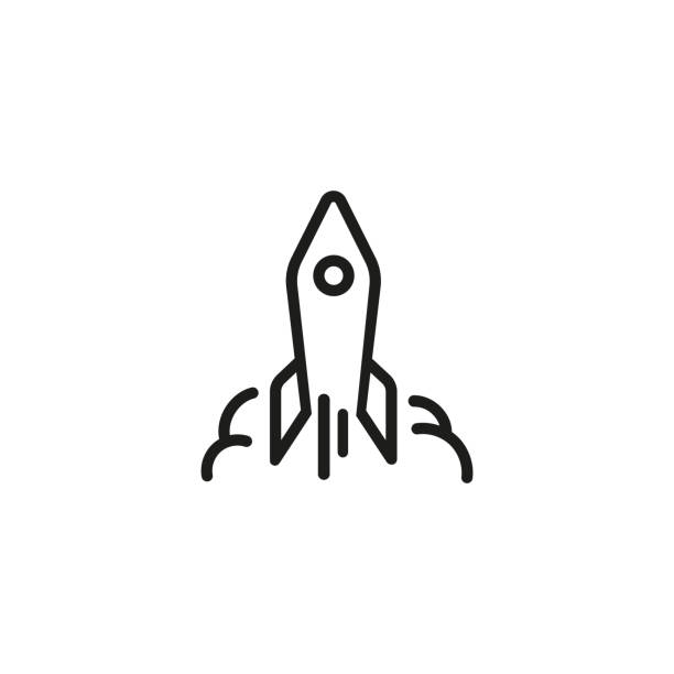 Rocket launch line icon Rocket launch line icon. Product launch, starting new business, space exploration. Startup concept. Vector illustration can be used for topics like business, science, transportation rocketship clipart stock illustrations