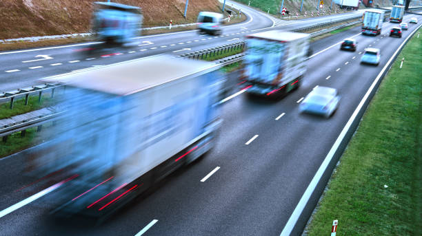 istock Trucks on four lane controlled-access highway in Poland 1024106504