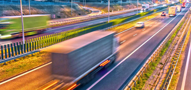 istock Trucks on four lane controlled-access highway in Poland 1024106812