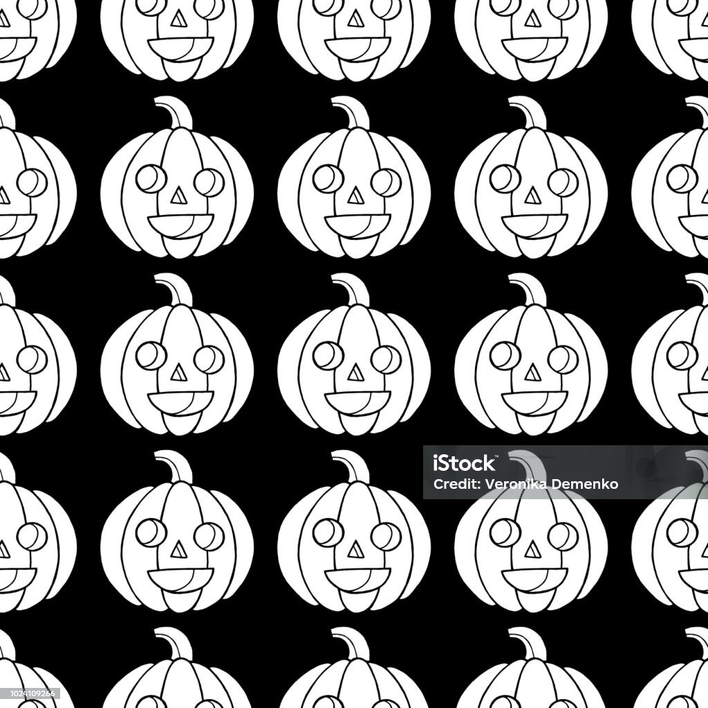 Halloween seamless pattern with pumpkin. Scary coloring page for Halloween seamless pattern with pumpkin. Scary coloring page for adults for october 31. Vector illustration. Art stock vector