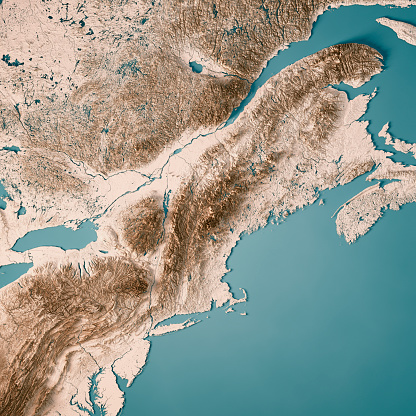 Nueva Inglaterra Render 3D mapa topográfico Neutral photo
