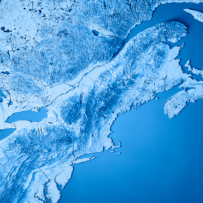 3D Render of a Topographic Map of New England, North America.\nAll source data is in the public domain.\nColor texture and Rivers: Made with Natural Earth. \nhttp://www.naturalearthdata.com/downloads/10m-raster-data/10m-cross-blend-hypso/\nhttp://www.naturalearthdata.com/downloads/10m-physical-vectors/\nRelief texture: SRTM data courtesy of USGS. URL of source image: \nhttps://e4ftl01.cr.usgs.gov//MODV6_Dal_D/SRTM/SRTMGL1.003/2000.02.11/\nWater texture: HIU World Water Body Limits:\nhttp://geonode.state.gov/layers/?limit=100&offset=0&title__icontains=World%20Water%20Body%20Limits%20Detailed%202017Mar30