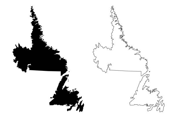 illustrazioni stock, clip art, cartoni animati e icone di tendenza di vettore mappa di terranova e labrador (canada) - newfoundland