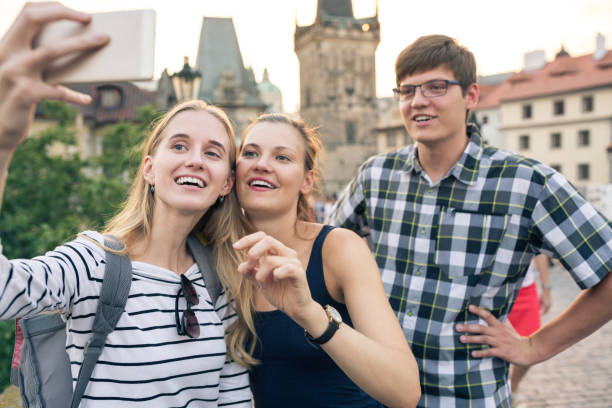 istock Friends on vacation taking selfie 1024130962