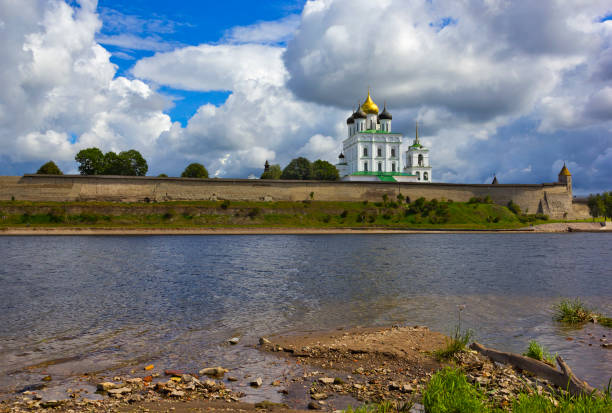 istock Pskov Kremlin and Trinity Cathedral  in Pskov, Russia seen across river 1024140314