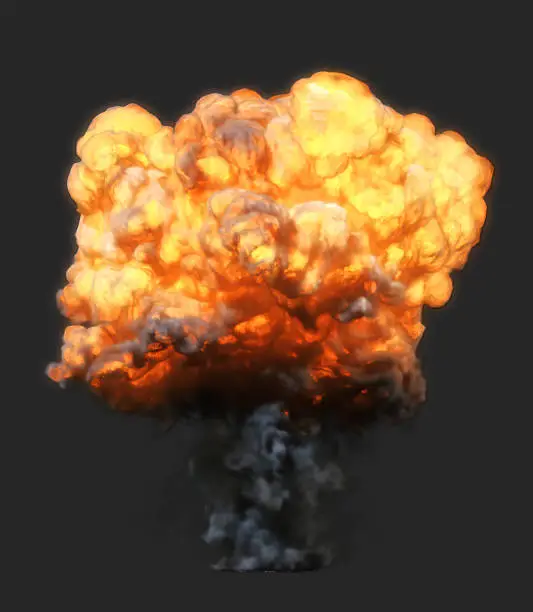 Side view explosion with with smoke.  Ideal for compose with another image. Clipping path sis included.