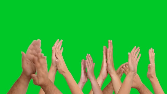 4k clapping hands on chroma key