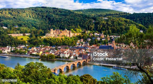 Landmarks Of Germany Beautiful Heidelberg Town Stock Photo - Download Image Now - Rhine River, Heidelberg - Germany, Germany