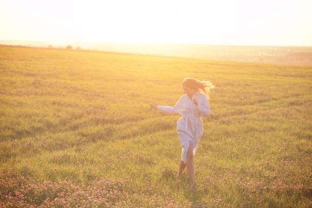 Beautiful young women on the nature