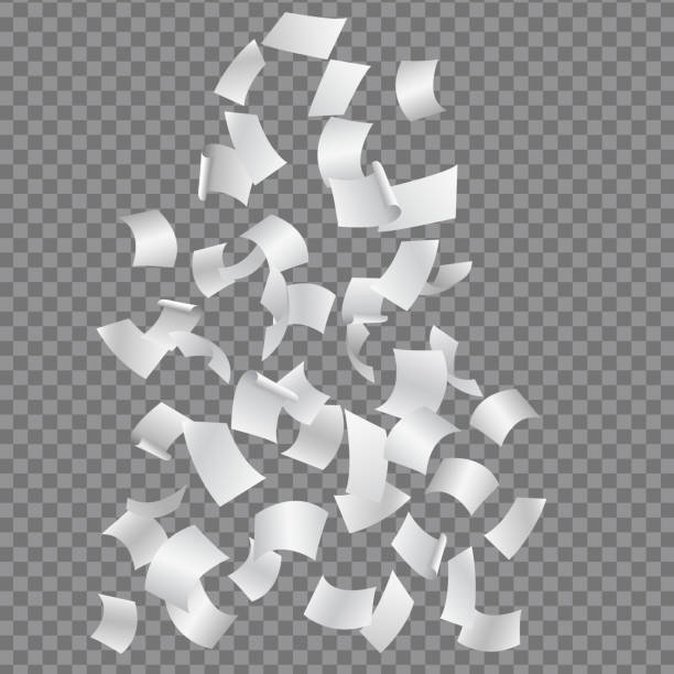istock Set of falling or flying curved leaves of paper, isolated on a transparent background - vector 1024202984