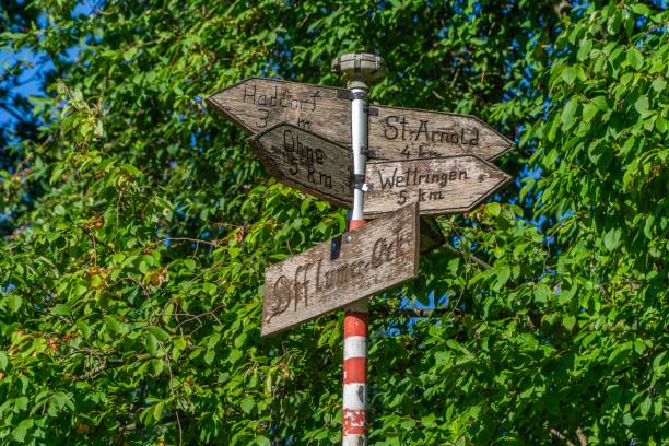 istock Direction Sign at the Offlumer Lake in Germany 1024220072