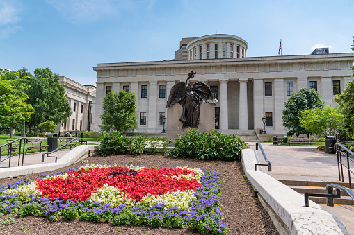 Facade of Ohio Capital building in downtown Columbus, Ohio
