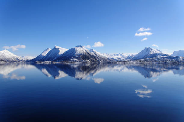 Norwegian Montains in ice cold fjord