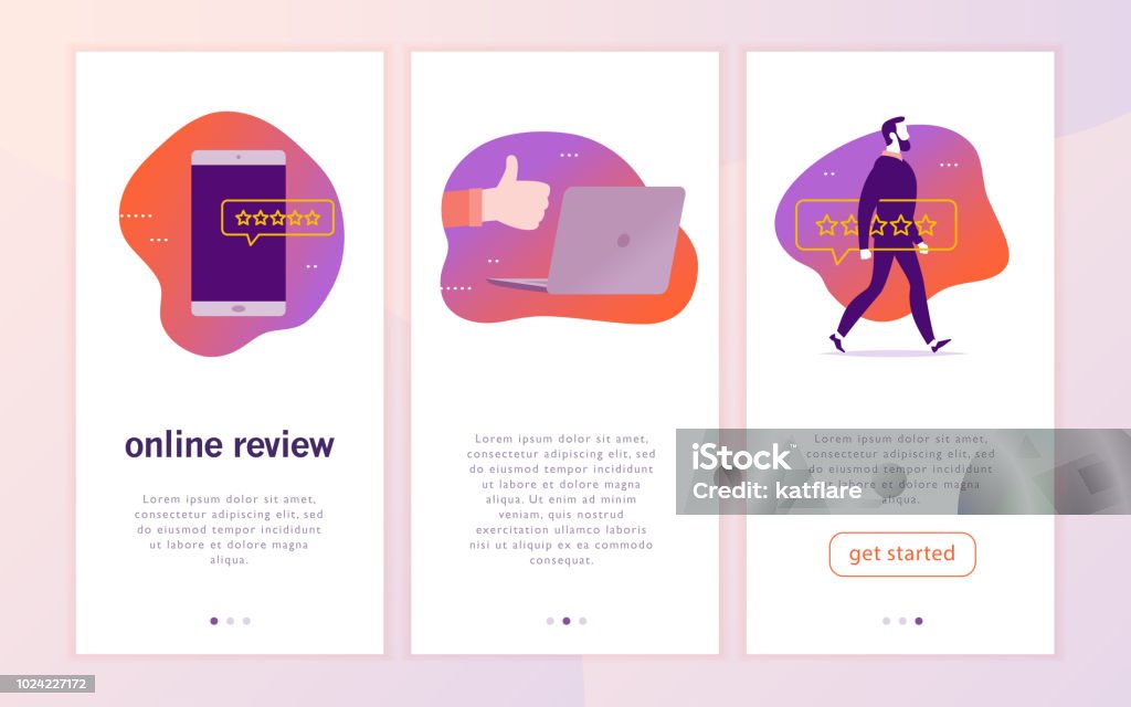 Vector Mobile App Interface Concept Design With Online Review Stock ...