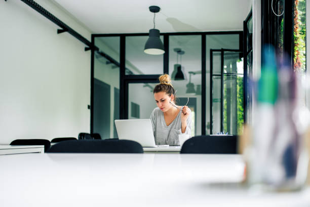 istock Student girl with dissatisfied face expression, looking at her laptop screen. Copy space. 1024227464