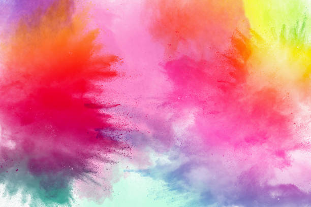 istock Freeze motion of colored powder explosions isolated on white background 1024227836