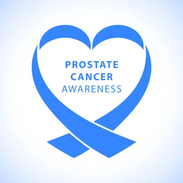 Vector illustration of Prostate cancer awareness. Blue ribbon. Men’s health