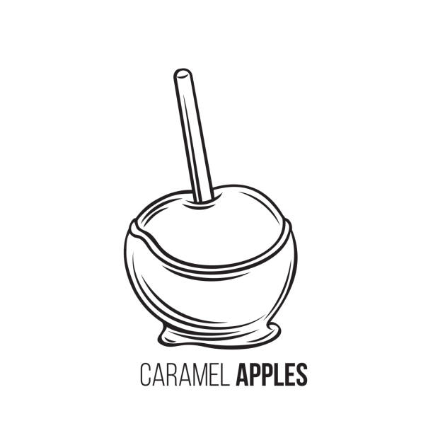illustrations, cliparts, dessins animés et icônes de pommes au caramel - taffy