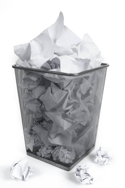 istock Wastepaper Basket Full, on white background. 1024251360