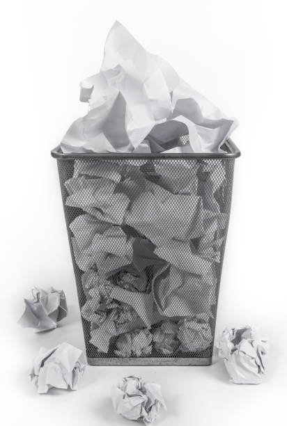 istock Wastepaper Basket Full, on white background. 1024251364