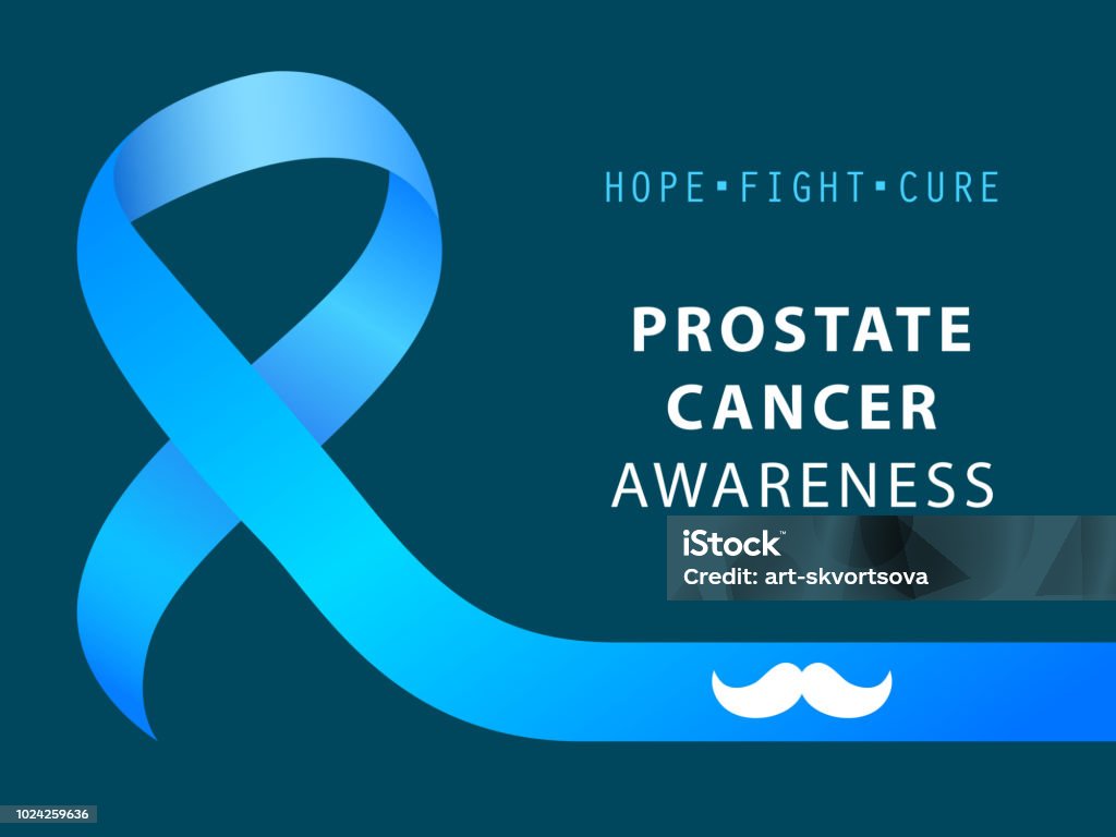 Conscientização do câncer de próstata. Faixa azul. Saúde masculina - Vetor de Azul royalty-free