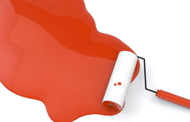 istock Roller Brush with red color on isolated 1024259746