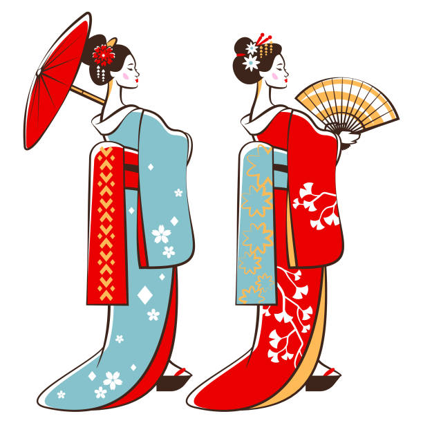 ilustraciones, imágenes clip art, dibujos animados e iconos de stock de geisha - geisha