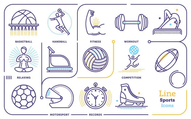 Vector illustration of Sports Line Icon Set