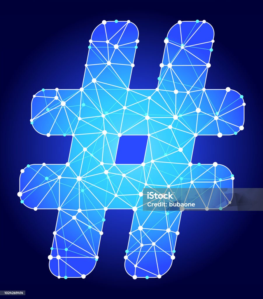 Hashtag Triangular Hashtag Blue Triangle Node Vector Pattern Stock Illustration - Download ...