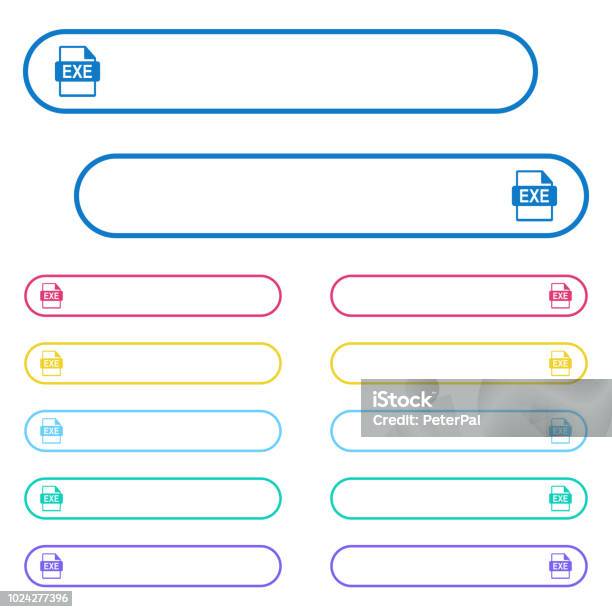 Exe File Format Icons In Rounded Color Menu Buttons Stock Illustration - Download Image Now