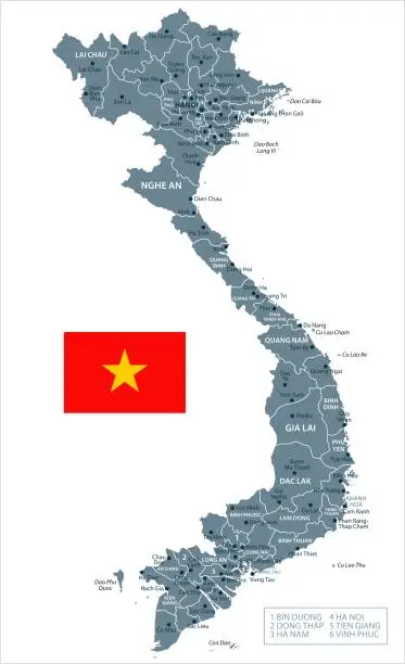 Vector illustration of 30 - Vietnam - Grayscale Isolated 10