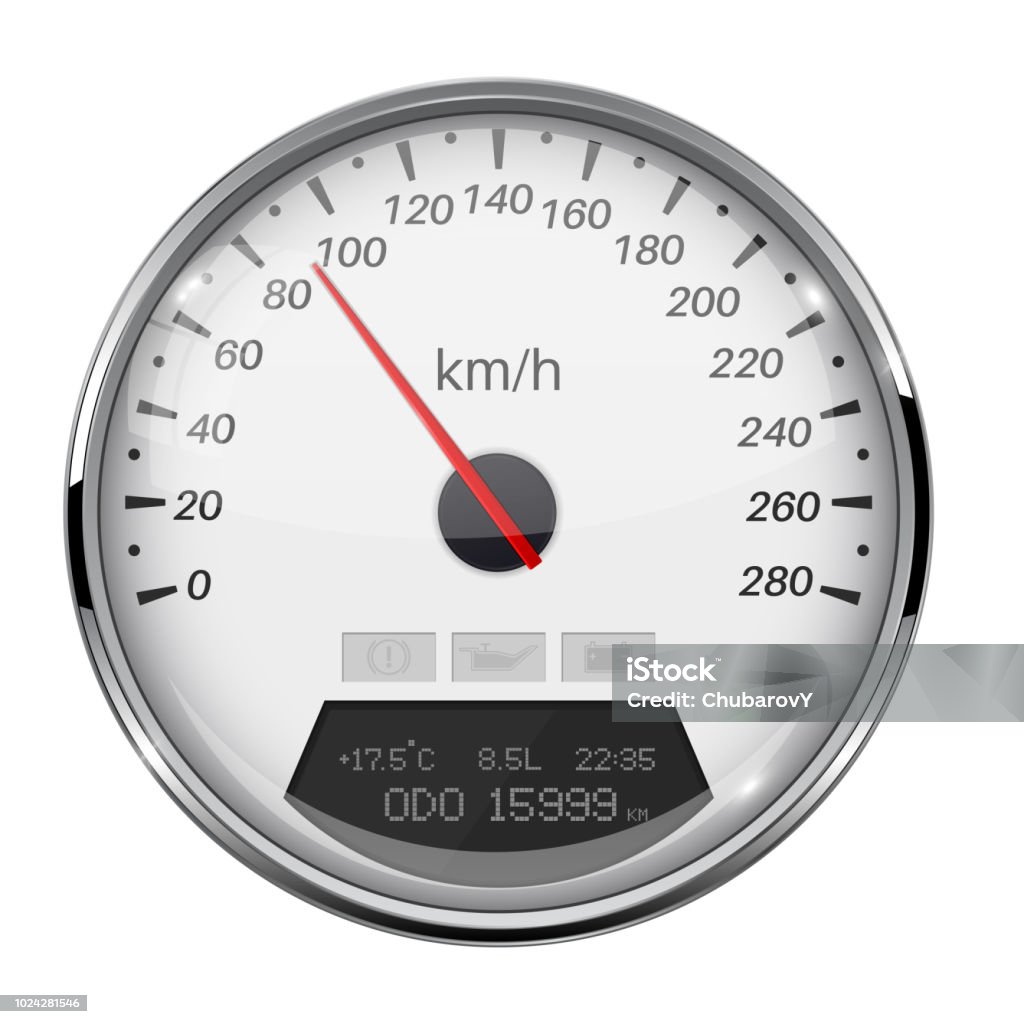 測速 儀。帶金屬框架的白速度計。每小時90公里 - 免版稅90 號圖庫向量圖形