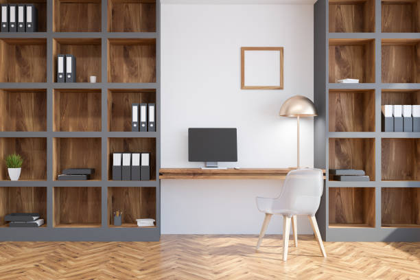istock Loft home office interior, white walls 1024283862