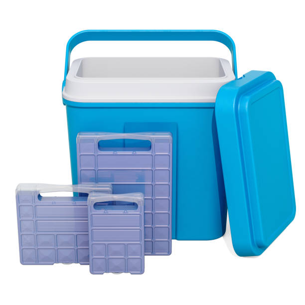 istock Portable Cool Box with Freezer Blocks, 3D rendering isolated on white background 1024286734