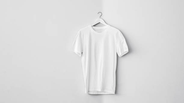istock White cotton t-shirt on hanger 1024287302