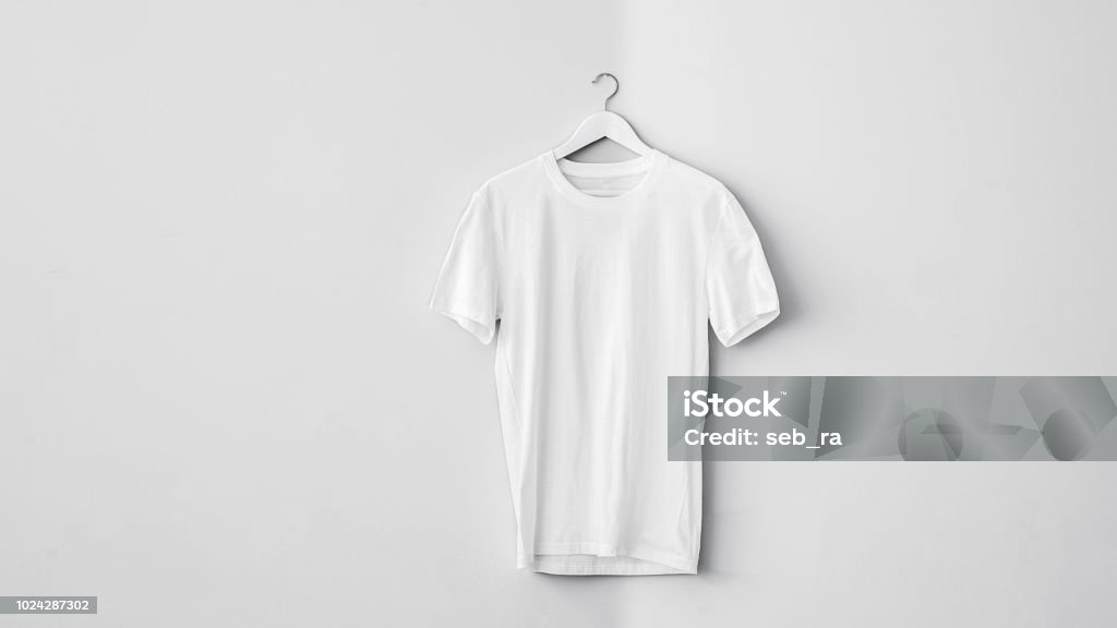 White cotton t-shirt on hanger T-Shirt Stock Photo