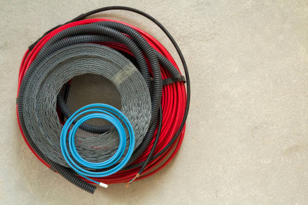 istock Heating floor system wires and cables. Renovation and construction concept. Comfort house. 1024299244