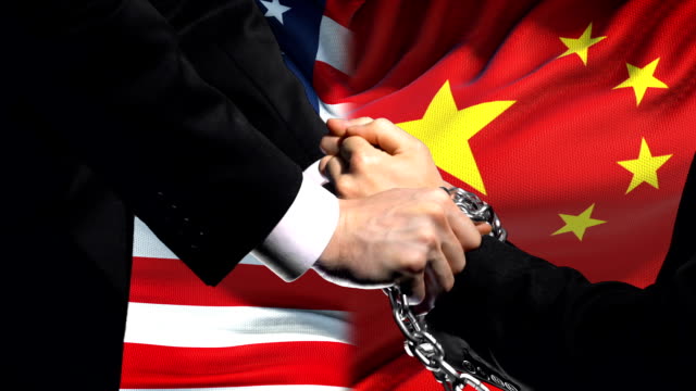 United States sanctions China, chained arms, political or economic conflict