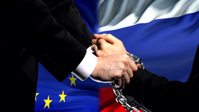 European Union sanctions Russia, chained arms, political or economic conflict