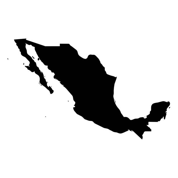 meksyk - solidna czarna mapa sylwetki obszaru kraju. prosta płaska ilustracja wektorowa - outline mexico flat world map stock illustrations