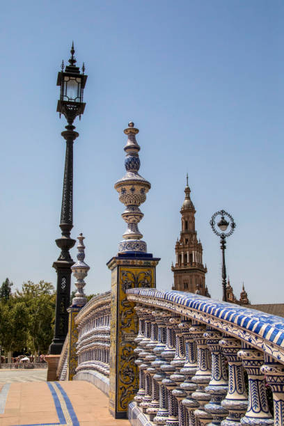 plaza de la espana, siviglia, andalusia, spagna - spain plaza de espana europe town square foto e immagini stock