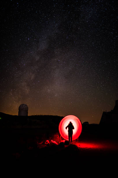istock Lightart under Milky way at night in the mountains 1024339408