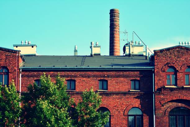 istock Revitalized red brick buildings. Retro colors stylization 1024342526