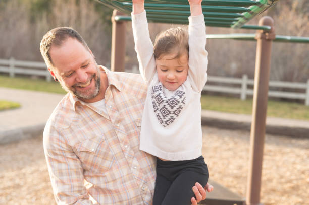 istock Dad teaches his daughter how to swing on the monkey bars 1024356824