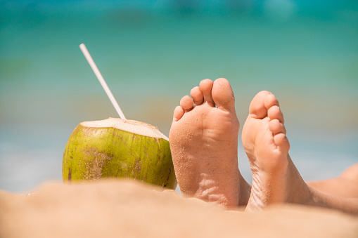 Human Foot, Summer, Adult, Beach, Coconut