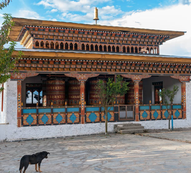 ruedas de oración de bután - bhutan himalayas wheel vibrant color fotografías e imágenes de stock