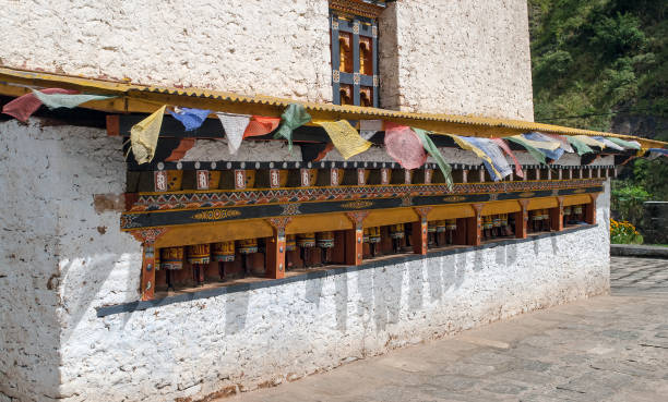 istock Prayer wheels and payer flags - Bhutan 1024371896