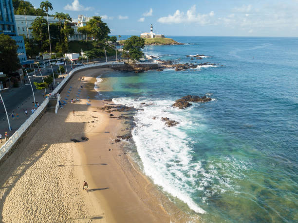 Aerial view of Barra beach in Salvador Bahia Aerial view of Barra beach in Salvador Bahia barra beach stock pictures, royalty-free photos & images