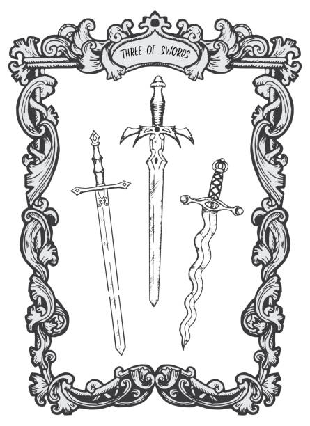 istock Three of swords. Minor Arcana tarot card 1024390946