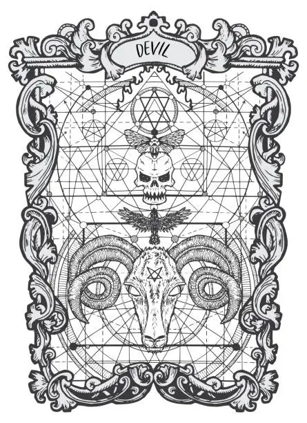 Vector illustration of Devil. Major Arcana tarot card